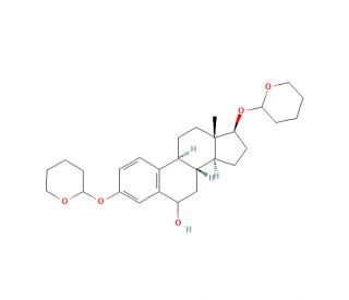 (17&beta;)-3,17-Bis[(tetrahydro-2H-pyran-2-yl)oxy]-estra-1,3,5(10)-trien-6-ol (CAS 122566-22-7) - chemical structure image
