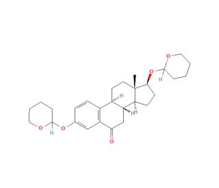 (17&beta;)-3,17-Bis[(tetrahydro-2H-pyran-2-yl)oxy]-estra-1,3,5(10)-trien-6-one (CAS 53573-82-3) - chemical structure image