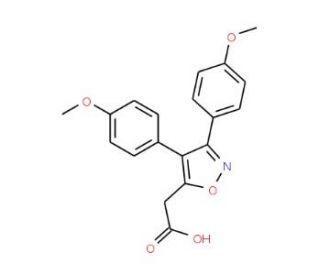 [3,4-Bis-(4-methoxyphenyl)isoxazol-5-yl]-acetic acid (CAS 78967-07-4) - chemical structure image