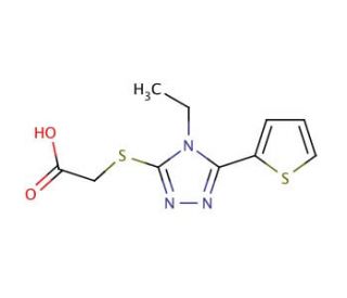 [(4-ethyl-5-thien-2-yl-4H-1,2,4-triazol-3-yl)thio]acetic acid (CAS 733030-98-3) - chemical structure image