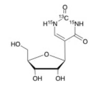 &beta;-Pseudouridine-13C, 15N2 (CAS 1445-07-4 (unlabeled)) - chemical structure image