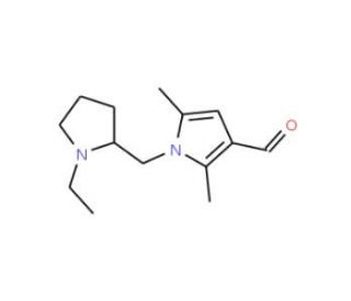 1-[(1-ethylpyrrolidin-2-yl)methyl]-2,5-dimethyl-1H-pyrrole-3-carbaldehyde - chemical structure image