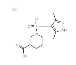 1-[(3,5-dimethyl-1H-pyrazol-4-yl)sulfonyl]piperidine-3-carboxylic acid hydrochloride - chemical structure image