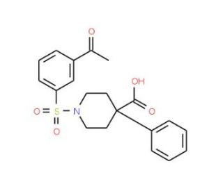1-[(3-acetylphenyl)sulfonyl]-4-phenylpiperidine-4-carboxylic acid - chemical structure image