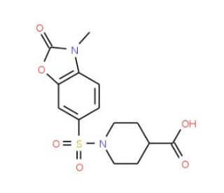 1-[(3-Methyl-2-oxo-2,3-dihydro-1,3-benzoxazol-6-yl)sulfonyl]piperidine-4-carboxylic acid - chemical structure image