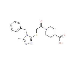 1-{[(4-benzyl-5-methyl-4H-1,2,4-triazol-3-yl)thio]acetyl}piperidine-4-carboxylic acid - chemical structure image