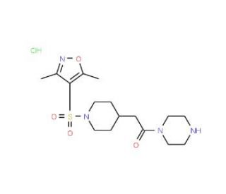 1-({1-[(3,5-Dimethylisoxazol-4-yl)sulfonyl]-piperidin-4-yl}acetyl)piperazine hydrochloride - chemical structure image
