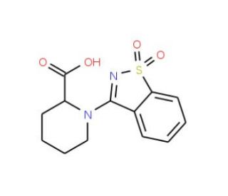 1-(1,1-dioxido-1,2-benzisothiazol-3-yl)piperidine-2-carboxylic acid - chemical structure image
