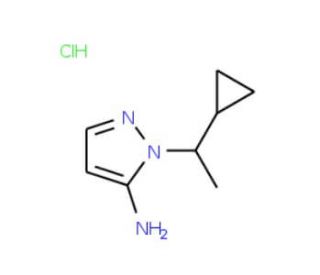 1-(1-cyclopropylethyl)-1H-pyrazol-5-amine hydrochloride - chemical structure image