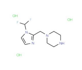 1-{[1-(difluoromethyl)-1H-imidazol-2-yl]methyl}piperazine trihydrochloride - chemical structure image
