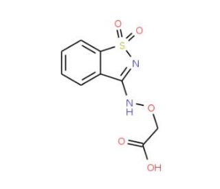 {[(1,1-dioxido-1,2-benzisothiazol-3-yl)amino]oxy}acetic acid (CAS 855991-65-0) - chemical structure image