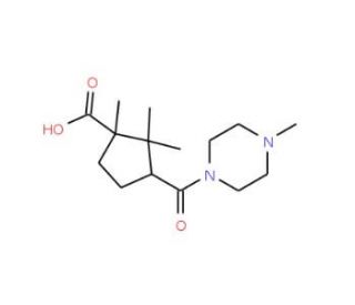 1,2,2-Trimethyl-3-(4-methyl-piperazine-1-carbonyl)-cyclopentanecarboxylic acid - chemical structure image