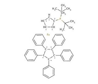 1,2,3,4,5-Pentaphenyl-1′-(di-tert-butylphosphino)ferrocene (CAS 312959-24-3) - chemical structure image