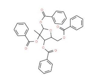 1,2,3,5-Tetra-O-benzoyl-2C-methyl-b-D-ribofuranose (CAS 15397-15-6) - chemical structure image