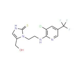 [1-(2-{[3-Chloro-5-(trifluoromethyl)-2-pyridinyl]-amino}ethyl)-2-sulfanyl-1H-imidazol-5-yl]methanol - chemical structure imag