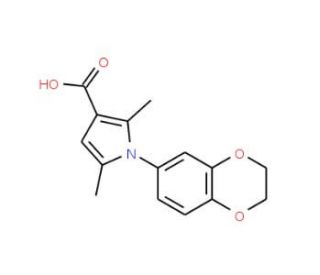 1-(2,3-dihydro-1,4-benzodioxin-6-yl)-2,5-dimethyl-1H-pyrrole-3-carboxylic acid (CAS 923806-94-4) - chemical structure image