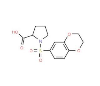 1-(2,3-dihydro-1,4-benzodioxin-6-ylsulfonyl)pyrrolidine-2-carboxylic acid - chemical structure image