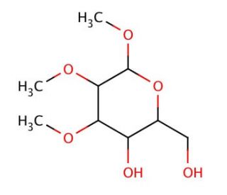 1,2,3-Tri-O-methyl-&alpha;-D-glucopyranose (CAS 14048-30-7) - chemical structure image