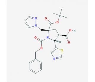 1,2,4-pyrrolidinetricarboxylic acid, 2-(1H-pyrazol-1-ylmethyl)-5-(5-thiazolyl)-, 2-(1,1-dimethylethyl) 1-(phenylmethyl) ester