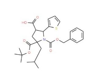 1,2,4-pyrrolidinetricarboxylic acid, 2-(2-methylpropyl)-5-(2-thienyl)-, 2-(1,1-dimethylethyl) 1-(phenylmethyl) ester, (2S,4S,