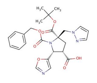 1,2,4-pyrrolidinetricarboxylic acid, 5-(5-oxazolyl)-2-(1H-pyrazol-1-ylmethyl)-, 2-(1,1-dimethylethyl) 1-(phenylmethyl) ester,