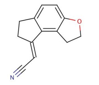 (1,2,6,7,-Tetrahydro-8H-indeno[5,4-b]furan-8-ylidene)acetonitrile (CAS 221530-44-5) - chemical structure image