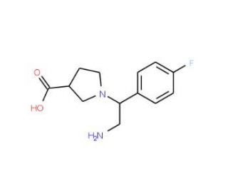 1-[2-Amino-1-(4-fluoro-phenyl)-ethyl]-pyrrolidine-3-carboxylic acid (CAS 886364-02-9) - chemical structure image