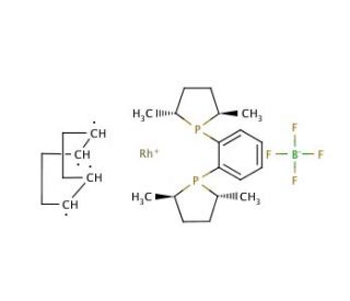 1,2-Bis[(2R,5R)-2,5-dimethylphospholano]benzene(cyclooctadiene)rhodium(I) tetrafluoroborate (CAS 210057-23-1) - chemical stru