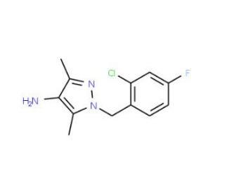 1-(2-Chloro-4-fluorobenzyl)-3,5-dimethyl-1H-pyrazol-4-amine - chemical structure image