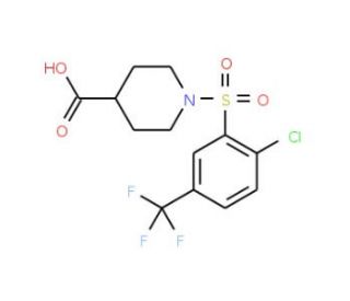 1-{[2-chloro-5-(trifluoromethyl)phenyl]sulfonyl}piperidine-4-carboxylic acid - chemical structure image