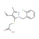 {[1-(2-chlorobenzyl)-4-formyl-3-methyl-1H-pyrazol-5-yl]thio}acetic acid - chemical structure image