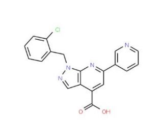 1-(2-chlorobenzyl)-6-pyridin-3-yl-1H-pyrazolo[3,4-b]pyridine-4-carboxylic acid - chemical structure image