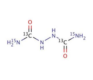 1,2-Hydrazinedicarboxamide-13C2,15N2 (CAS 1189730-21-9) - chemical structure image