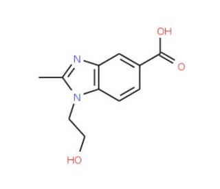 1-(2-Hydroxyethyl)-2-methyl-1H-benzoimidazole-5-carboxylic acid (CAS 279227-02-0) - chemical structure image