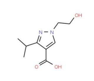 1-(2-hydroxyethyl)-3-isopropyl-1H-pyrazole-4-carboxylic acid - chemical structure image