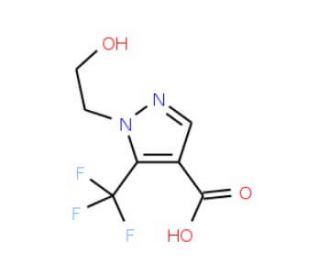 1-(2-hydroxyethyl)-5-(trifluoromethyl)-1H-pyrazole-4-carboxylic acid - chemical structure image