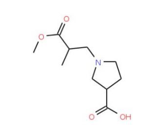 1-(2-Methoxycarbonyl-propyl)-pyrrolidine-3-carboxylic acid (CAS 886366-35-4) - chemical structure image