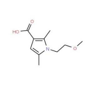 1-(2-Methoxyethyl)-2,5-dimethyl-1H-pyrrole-3-carboxylic acid (CAS 876294-73-4) - chemical structure image