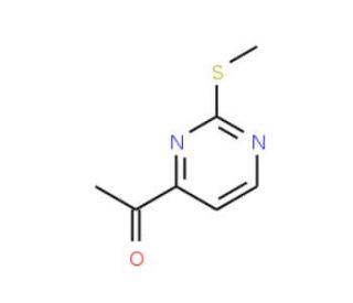 1-[2-(Methylsulfanyl)-4-pyrimidinyl]-1-ethanone (CAS 496863-48-0) - chemical structure image