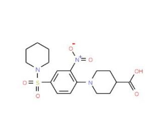 1-[2-nitro-4-(piperidin-1-ylsulfonyl)phenyl]piperidine-4-carboxylic acid - chemical structure image
