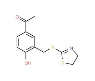 1-{3-[(4,5-dihydro-1,3-thiazol-2-ylthio)methyl]-4-hydroxyphenyl}ethanone - chemical structure image