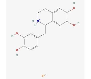 1-(3,4-dihydroxybenzyl)-1,2,3,4-tetrahydroisoquinoline-6,7-diol hydrobromide (CAS 16659-88-4) - chemical structure image