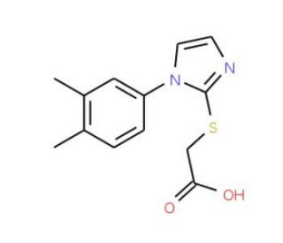 {[1-(3,4-dimethylphenyl)-1H-imidazol-2-yl]thio}acetic acid (CAS 851288-51-2) - chemical structure image