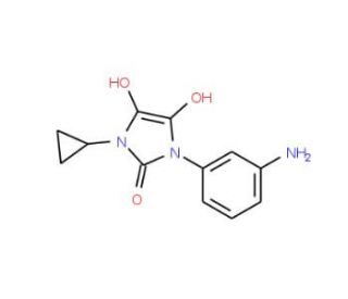 1-(3-aminophenyl)-3-cyclopropyl-4,5-dihydroxy-1,3-dihydro-2H-imidazol-2-one - chemical structure image