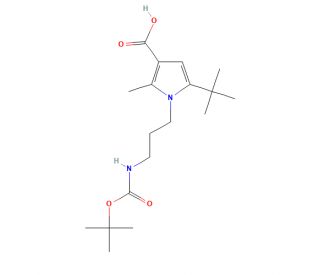 1-(3-Aminoprop-1-yl)-5-(tert-butyl)-2-methyl-1H-pyrrole-3-carboxylic acid, 1-BOC protected (CAS 306936-18-5) - chemical struc