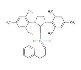[1,3-Bis(2,4,6-trimethylphenyl)-2-imidazolidinylidene]dichloro[3-(2-pyridinyl- N)propylidene- C]ruthenium(II) (CAS 802912-44-