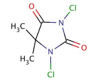 1,3-Dichloro-5,5-dimethylhydantoin (CAS 118-52-5) - chemical structure image