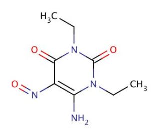1,3-Diethyl-5-nitroso-6-aminouracil (CAS 89073-60-9) - chemical structure image