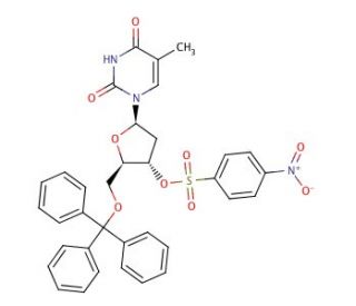 1-(3-O-Nosyl-5-O-trityl-2-deoxy-&beta;-D-lyxofuranosyl)thymine - chemical structure image