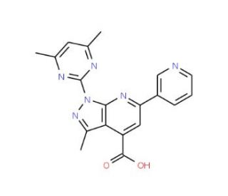 1-(4,6-Dimethyl-pyrimidin-2-yl)-3-methyl-6-pyridin-3-yl-1H-pyrazolo[3,4-b]pyridine-4-carboxylic acid - chemical structure ima
